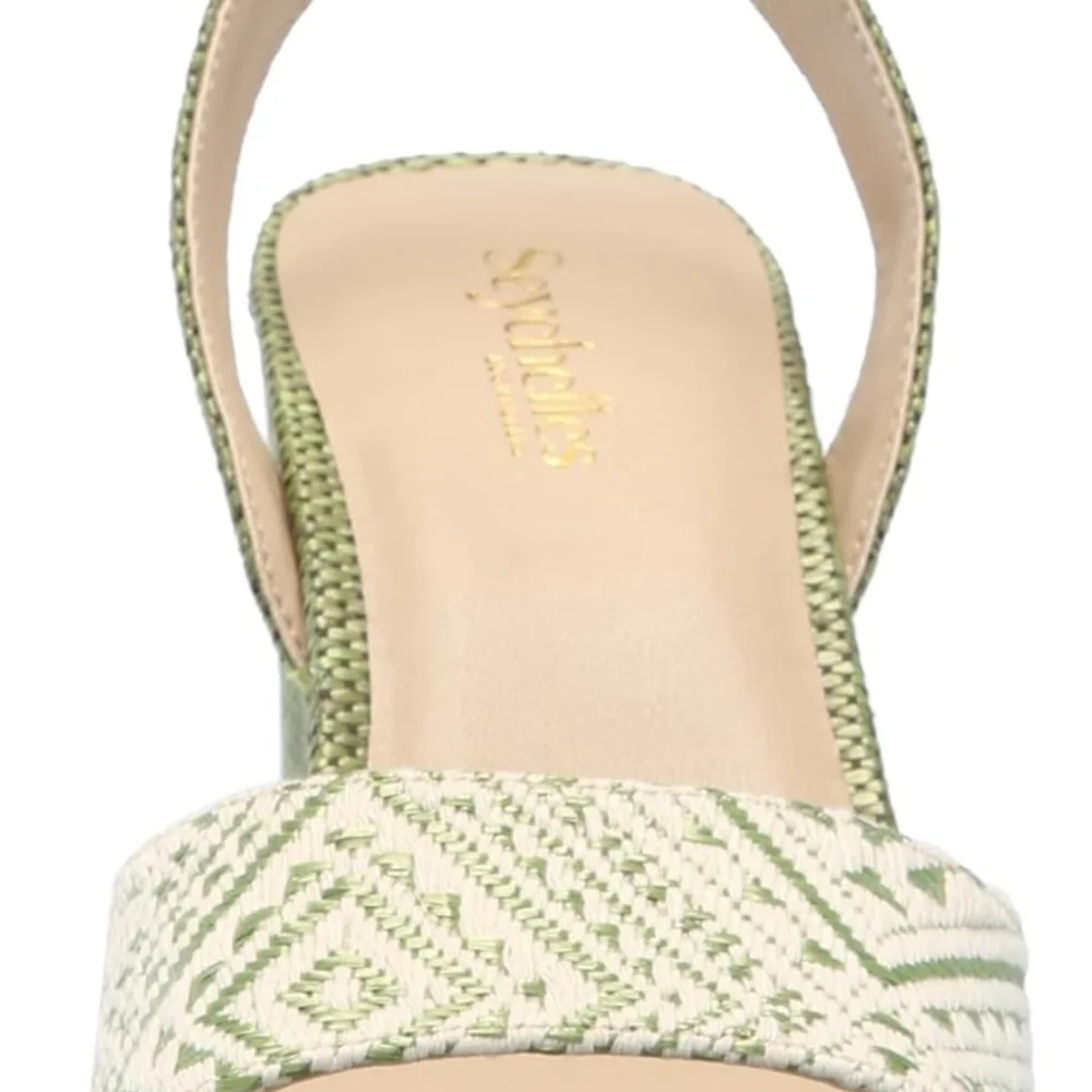 Seychelles Green Textured Sandals with Ankle Strap